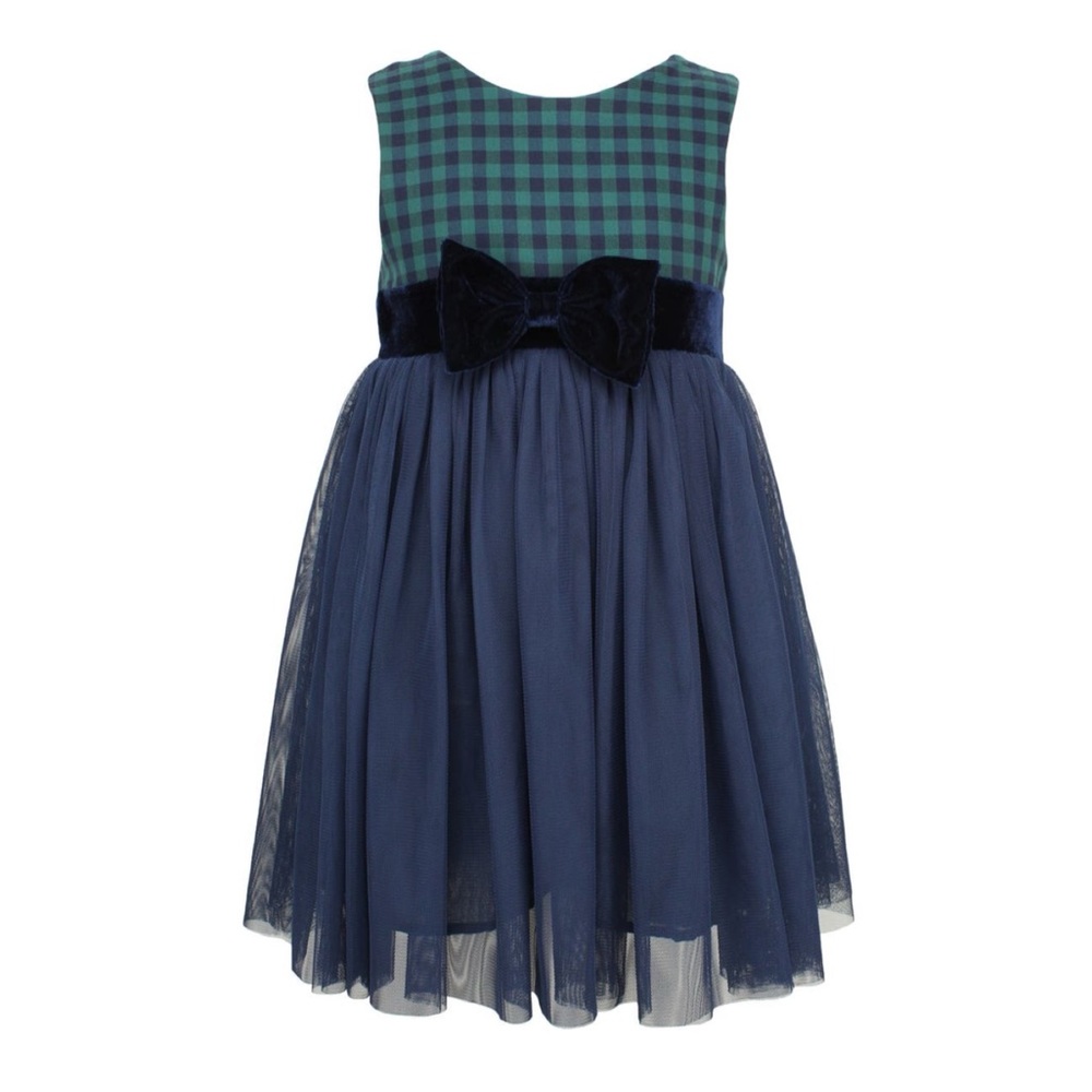 EUC Popatu Plaid Navy Blue/ Green Dress girls size 6